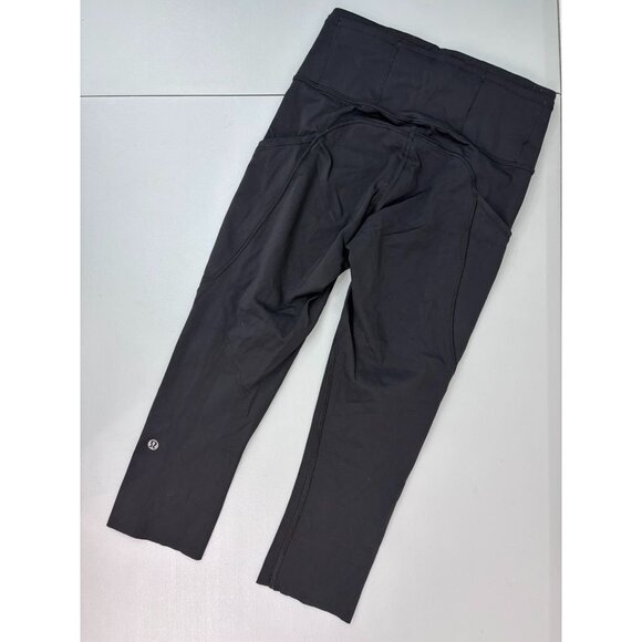 Lululemon women's 4 black fast and free high rise crop leggings pockets athletic - Picture 4 of 6